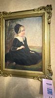 Frontal view of the framed oil portrait