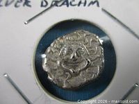 Obverse of silver drachm showing Gorgon Medusa head