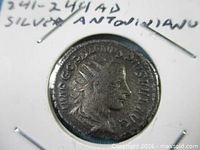 Obverse of coin showing radiate bust of Gordian III