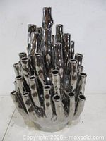 Front view of chrome ceramic multi-stem bud vase
