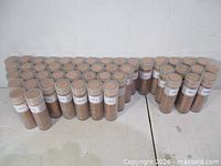 Front view of 48 coin tubes arranged in rows