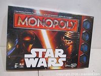 Front of sealed Star Wars Monopoly box