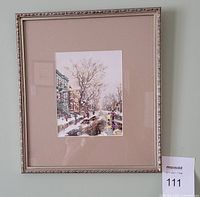 Full view of framed print showing frame, mat and artwork