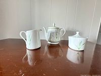 Full set showing teapot, creamer and sugar bowl