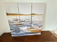 Front view of full canvas showing sailboats scene