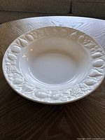 Top view showing entire bowl and embossed rim detail