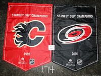 Front view showing both banners English side