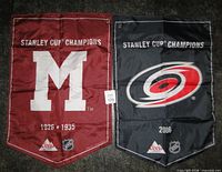 Front English sides of both banners showing graphics and dimensions