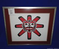 Front view of framed Coast Salish Sun silkscreen print