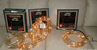 Five boxes of rope lights with two coils displayed