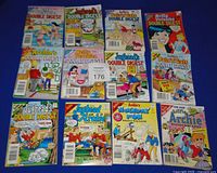 Front covers of 12 Archie digest comics laid out in three rows