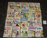 All twenty Archie digest comics laid out front-cover up