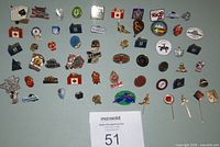 All 61 pins laid out on surface