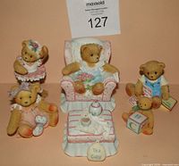 Front view of all five Cherished Teddies figurines