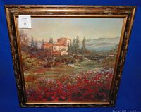 Front view of framed reproduction landscape print