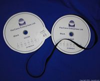 Two PacCana spools labeled Black HOOK and Black LOOP, 25 meters