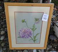 Full view of framed pastel floral painting