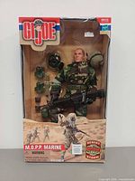 Front view of boxed GI Joe M.O.P.P. Marine figure and accessories