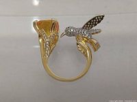 Profile view showing hummingbird and crystal