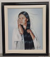 Framed oil portrait full view