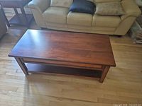 Top view of rectangular cherry coffee table