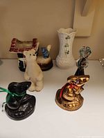 All six decor items grouped on shelf