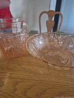 Pitcher and bowl together on table showing overall appearance