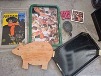 Group shot showing all trays, board and trivets