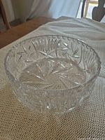Full view of clear pinwheel cut crystal bowl