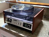 Front and side view of Sony HP-480A stereo music system with dust cover closed