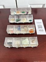 All display boxes arranged on tabletop showing quantity and variety