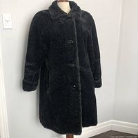 Front view of faux fur coat on mannequin