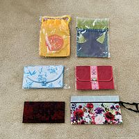 All six bags laid out showing styles and colours