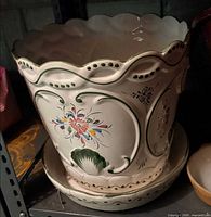 large ceramic planter with saucer