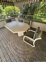 Top view of table and four chairs on patio