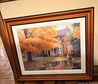 Front view of framed autumn print showing subject and frame