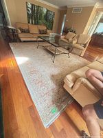 Full view of rug in living room setting