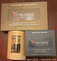Vine Vera Cabernet High-Potency, Vine Vera Malbec DNA, Orogold serum box