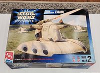 Front of AMT Star Wars Episode I Trade Federation Tank model kit box showing artwork and scale information