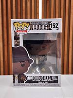 Front view of sealed Funko Pop Rocks #152 The Notorious B.I.G. vinyl figure box