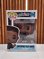 Front view of boxed Funko Pop Rocks #214 Christopher "Play" Martin figure