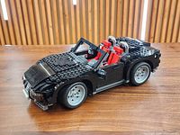 Front-side view of assembled LEGO black convertible
