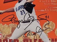 Close-up of authentic Roger Clemens Sharpie autograph on front panel