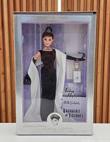 Front view of sealed Barbie Audrey Hepburn Breakfast at Tiffany’s doll box