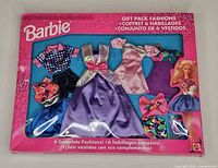 Front of sealed Barbie Gift Pack Fashions box showing six outfits