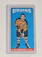 Front of Leo Boivin Topps Tall Boy card in plastic protector