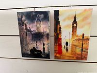Front view of both signed London canvas prints