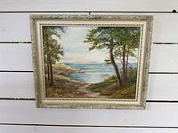 Full framed painting showing coastal landscape