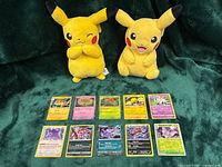 Front view showing all ten holographic Pokémon cards laid out