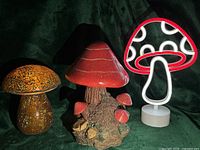 Front view of three mushroom lights showing overall design